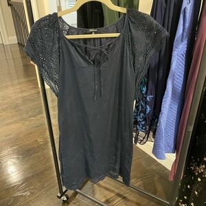 Madewell Dark Blue Tie-Neck Dress